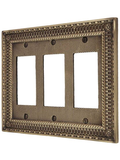 Pisano Triple Gang GFI Cover Plate in Antique Brass.